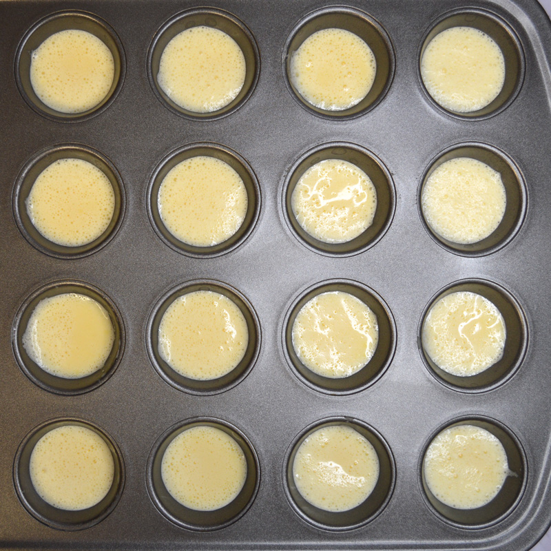 Poured in a mini muffin pan