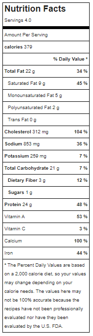 Nutrition label - Egg & Cheese soufflé