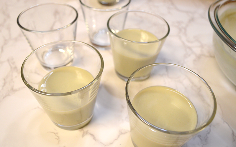 matcha panna cotta - poured