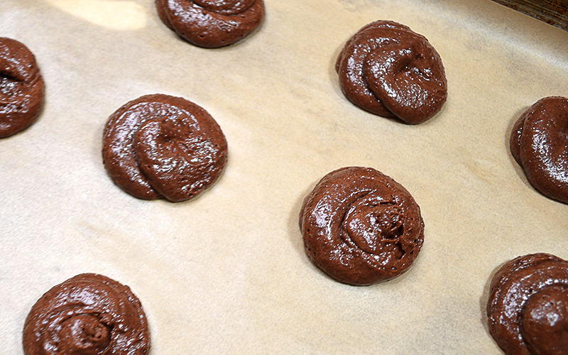 Piped whoopie pie batter