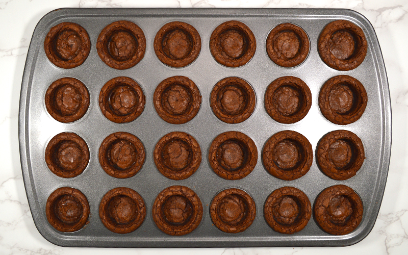 Brownie shaped for Bailey's mini cheesecake cups