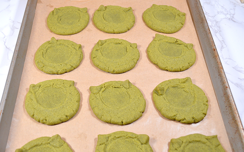Plain matcha thumbprint cookies
